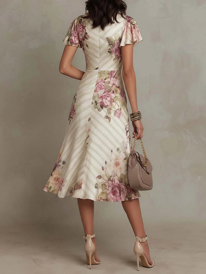 Margaret | Abito Midi Satin Floreale