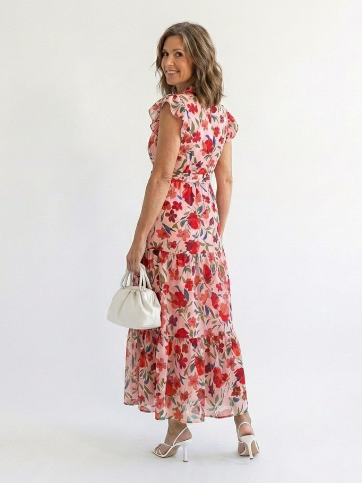 Lila | Midi Dress in Viscose with Floral Print