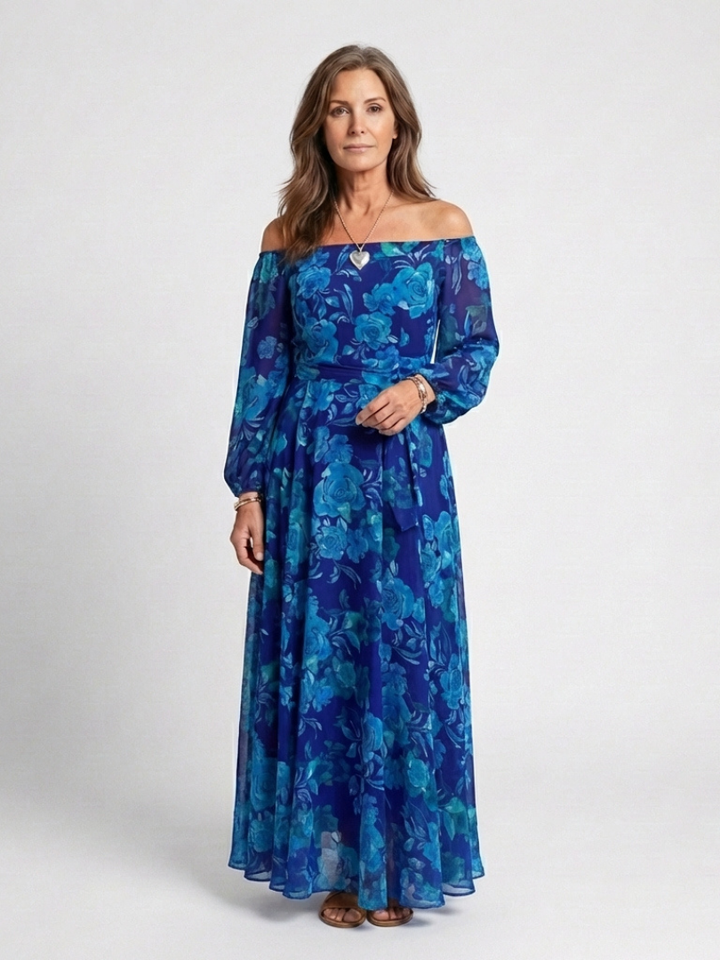 Aspen | Maxi Dress with Floral Print and Off-the-Shoulder Design