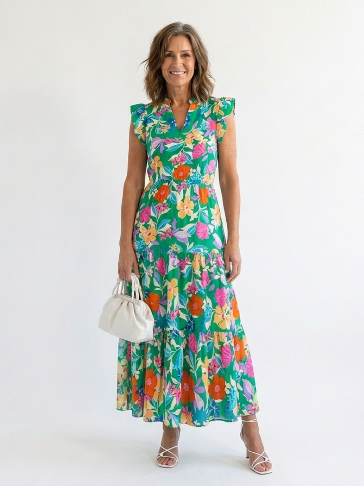 Lila | Midi Dress in Viscose with Floral Print