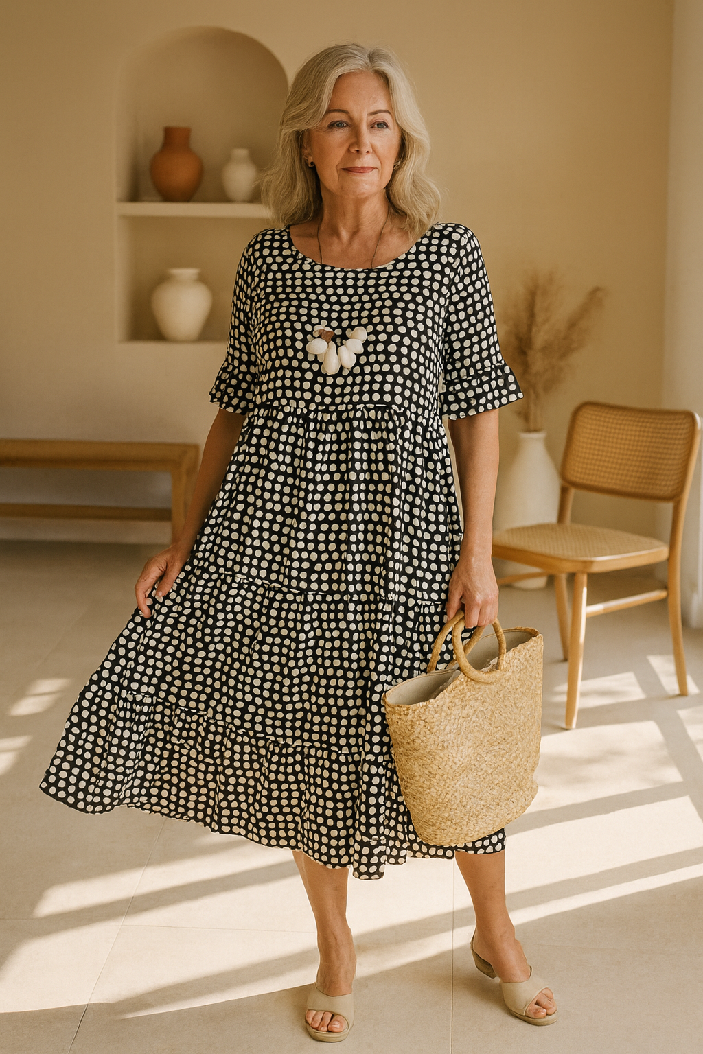 Noémie™ | Midi Abito Elegante Fluido