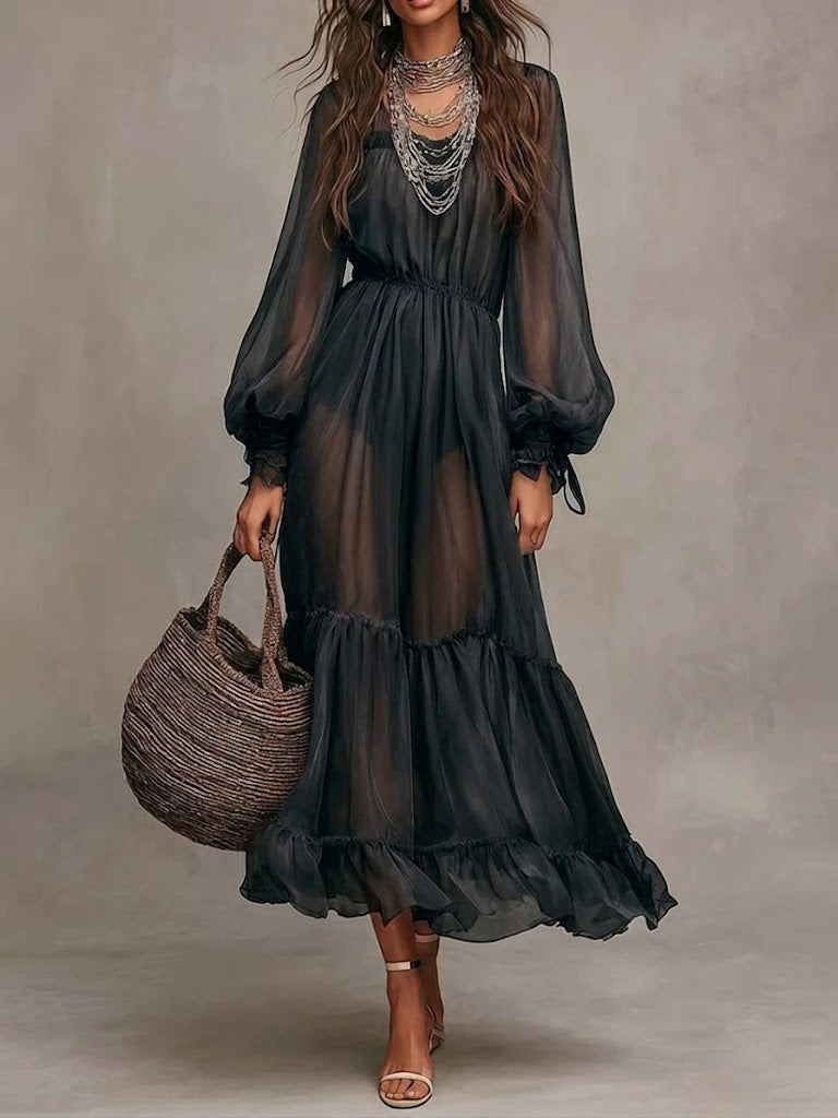 Gerda | Elegante Vestito Midi con Scollatura a V" can be rewritten as:

"Gerda | Raffinato Vestito Midi con Scollatura a V
