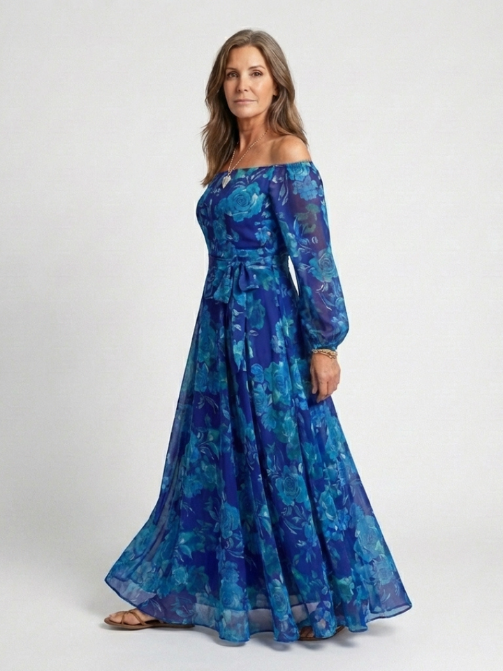 Aspen | Maxi Dress with Floral Print and Off-the-Shoulder Design