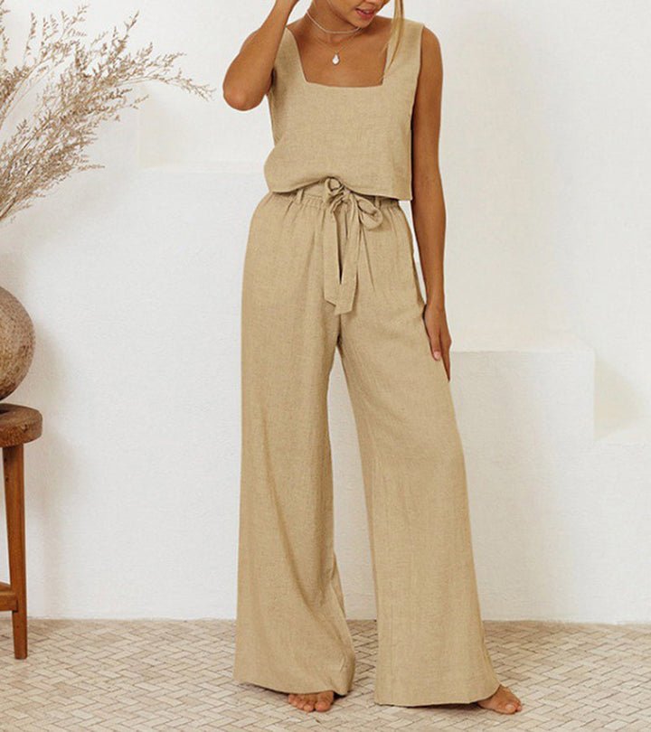Megan - Completo Top Minimalista e Pantaloni Svasati