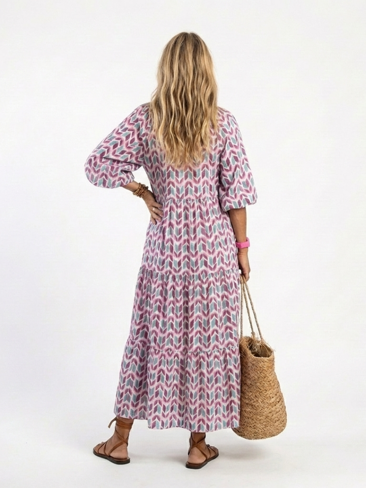 Mireya | Abito midi a maniche lunghe con motivo geometrico