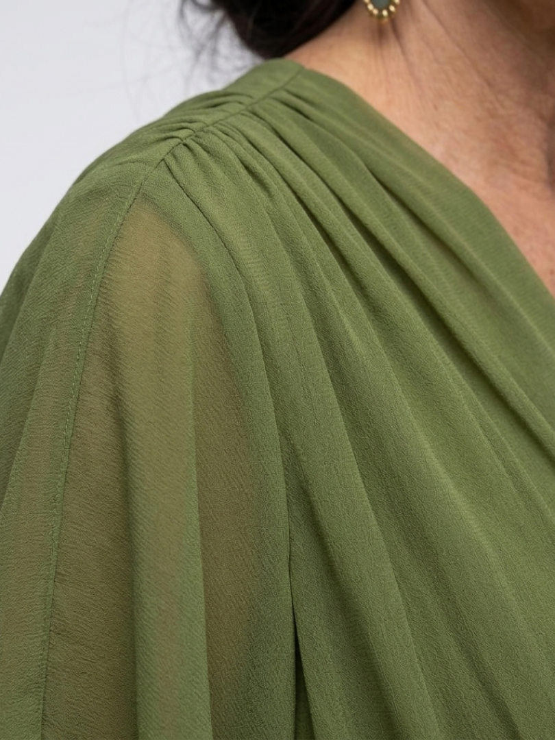 Elysia | Midi Dress with V-Neck and Draped Waist