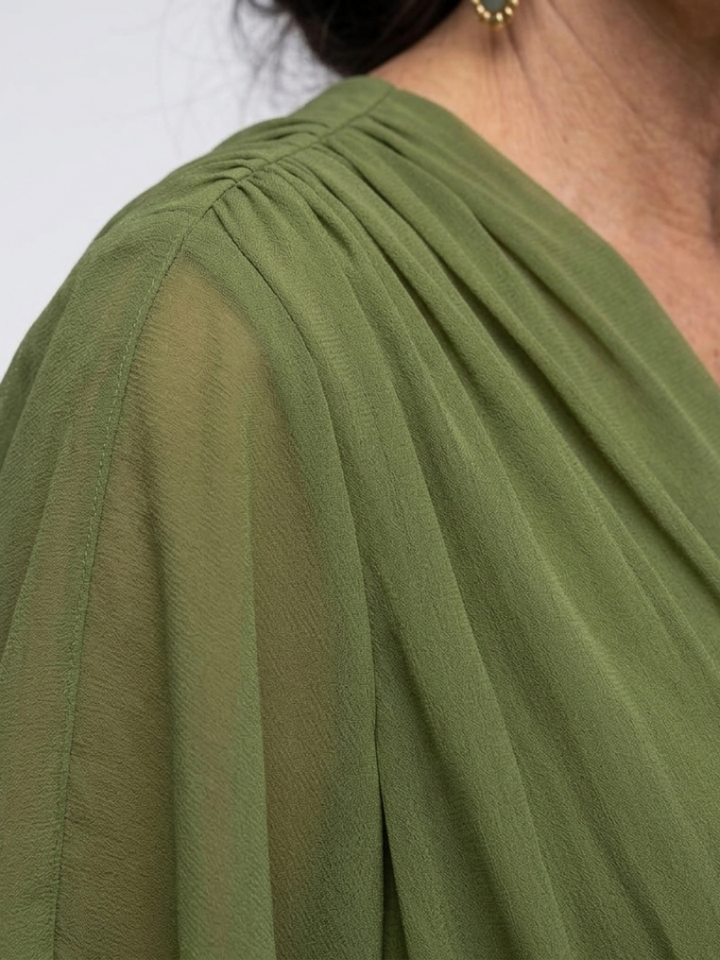 Elysia | Midi Dress with V-Neck and Draped Waist