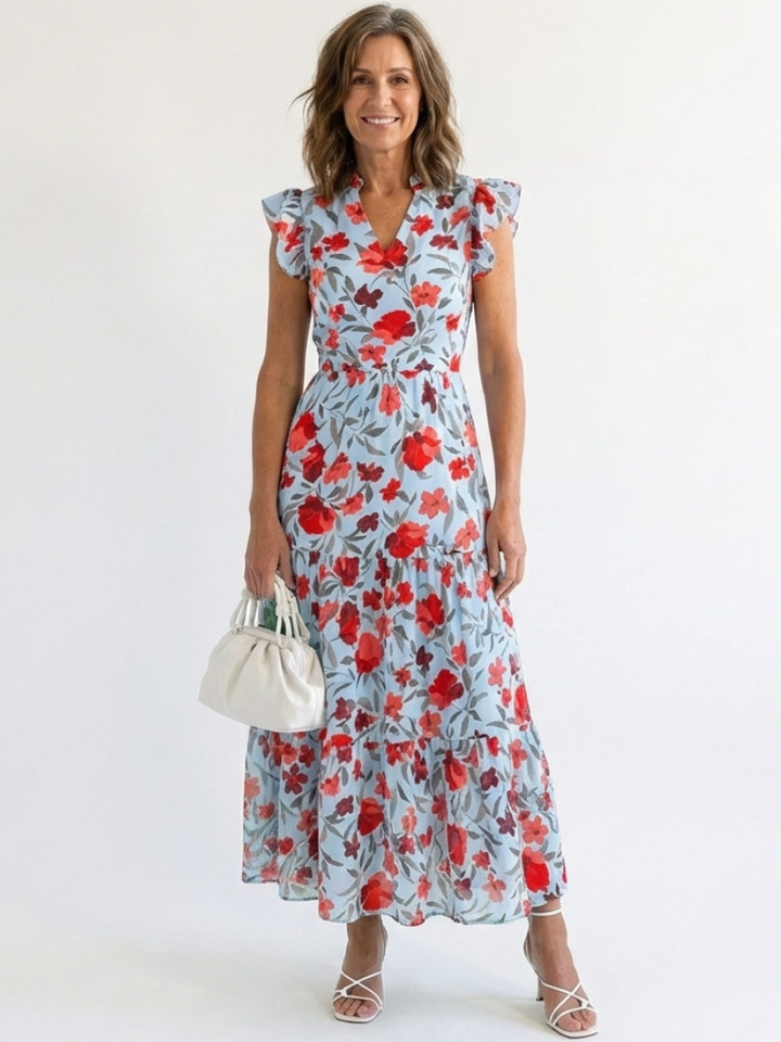 Lila | Midi Dress in Viscose with Floral Print