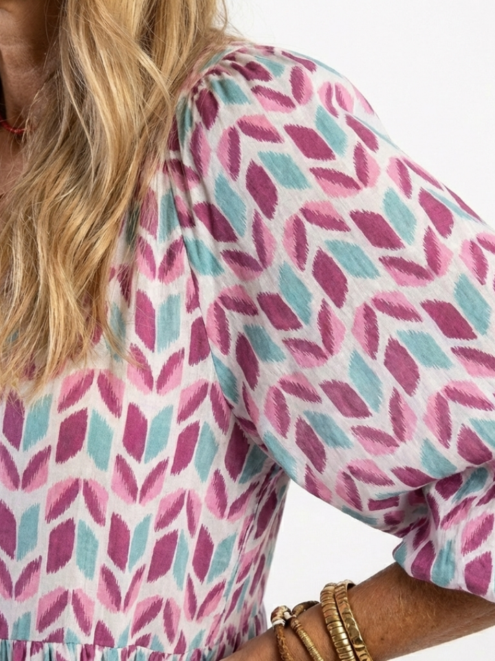 Mireya | Abito midi a maniche lunghe con motivo geometrico