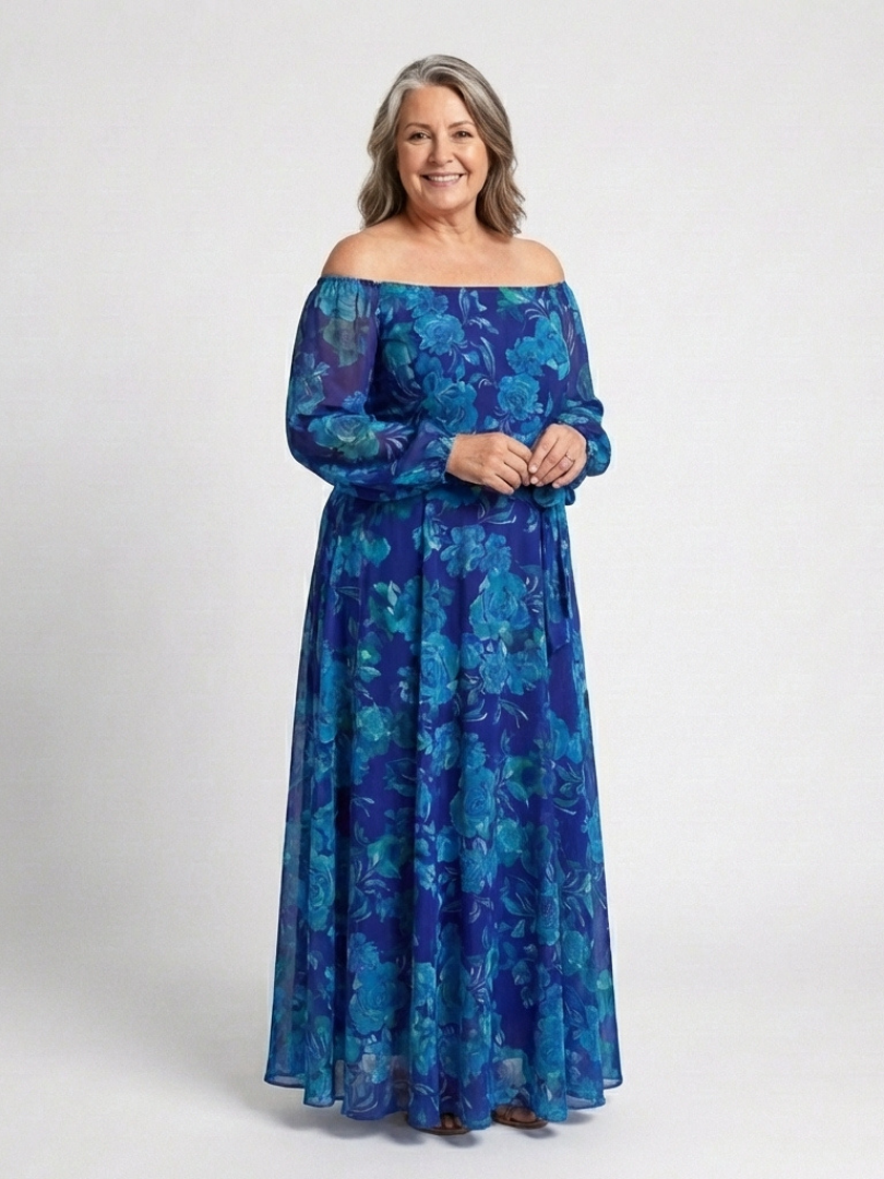 Aspen | Maxi Dress with Floral Print and Off-the-Shoulder Design