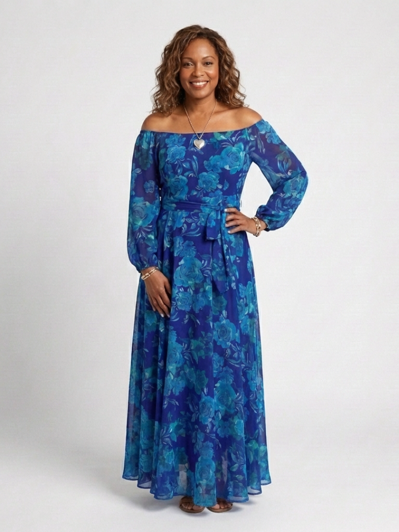 Aspen | Maxi Dress with Floral Print and Off-the-Shoulder Design