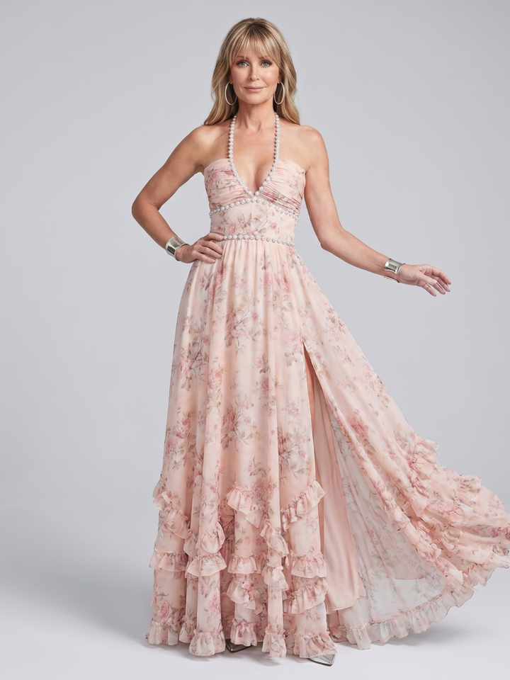 Alessia | Abito Halter Con Perline