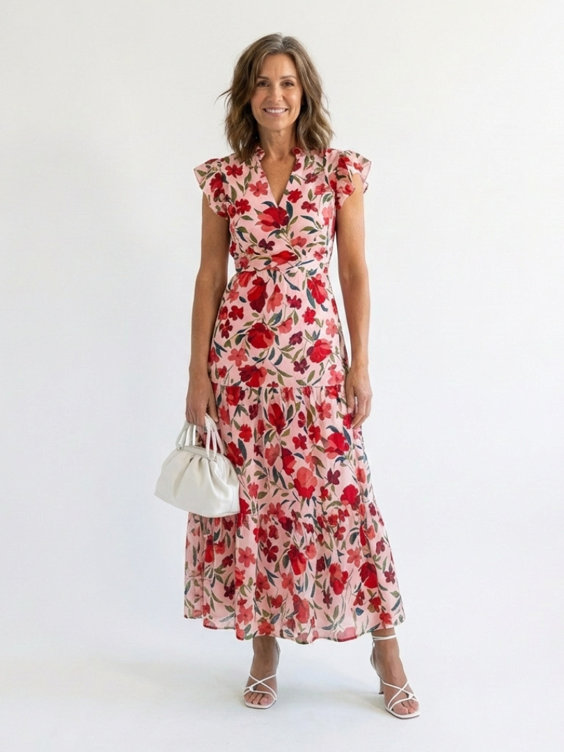 Lila | Midi Dress in Viscose with Floral Print