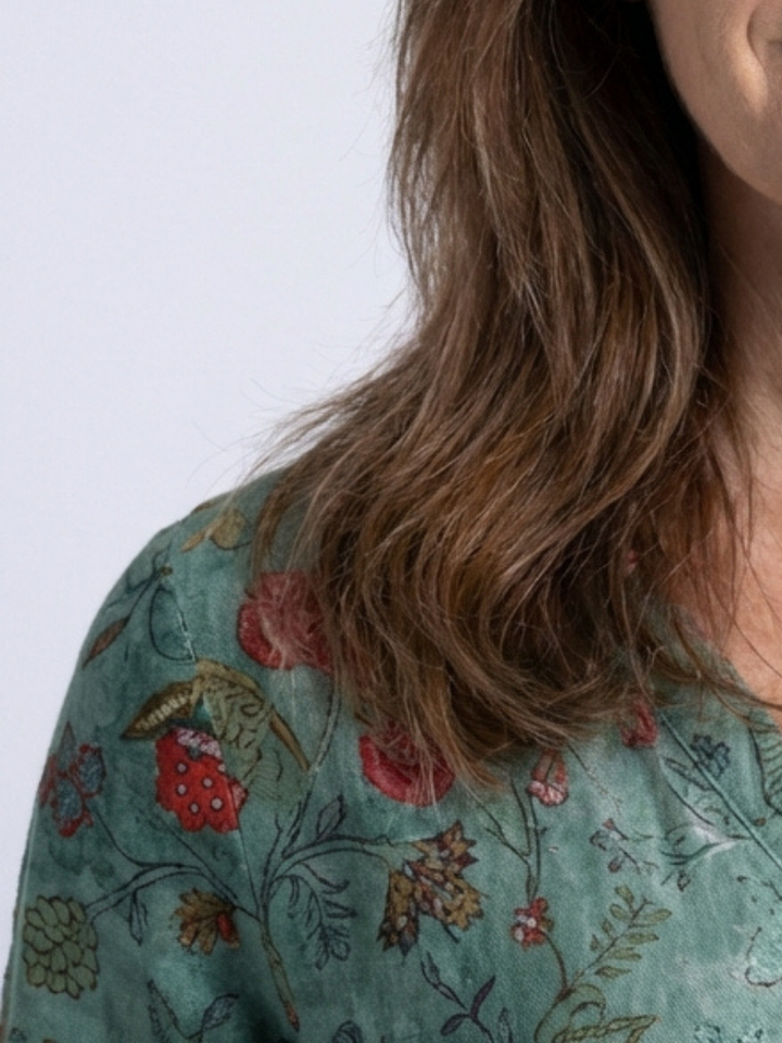 Marina | Maxi Dress with V-Neck, Three-Quarter Sleeves, and Floral Print