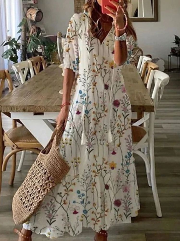 Élodie™ | Maxi Abito Floreale Elegante