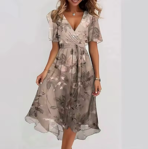 Celia | Elegante Vestito Midi con Scollatura a V