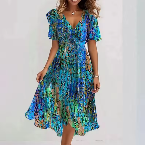 Celia | Elegante Vestito Midi con Scollatura a V
