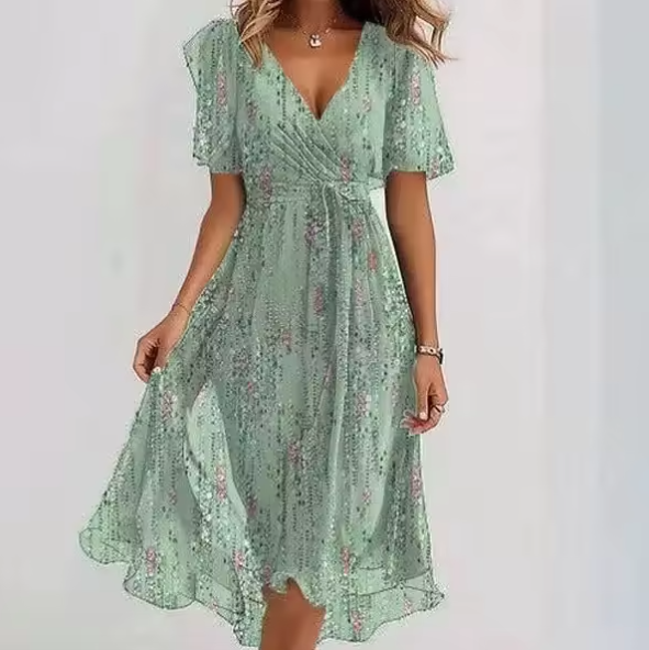 Celia | Elegante Vestito Midi con Scollatura a V