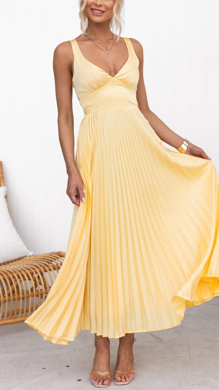 Plissettato | Abito Maxi Scollo V