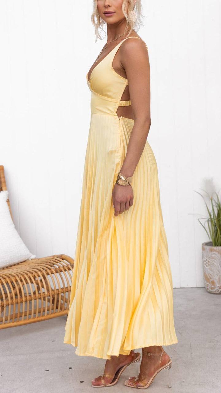 Plissettato | Abito Maxi Scollo V
