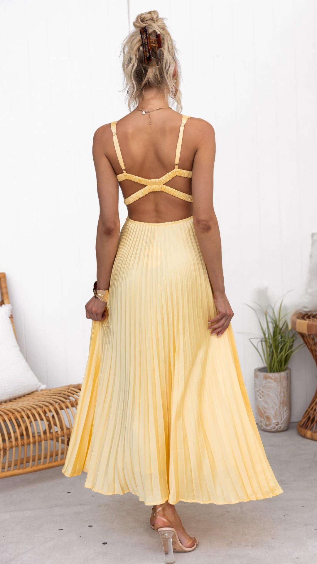 Plissettato | Abito Maxi Scollo V