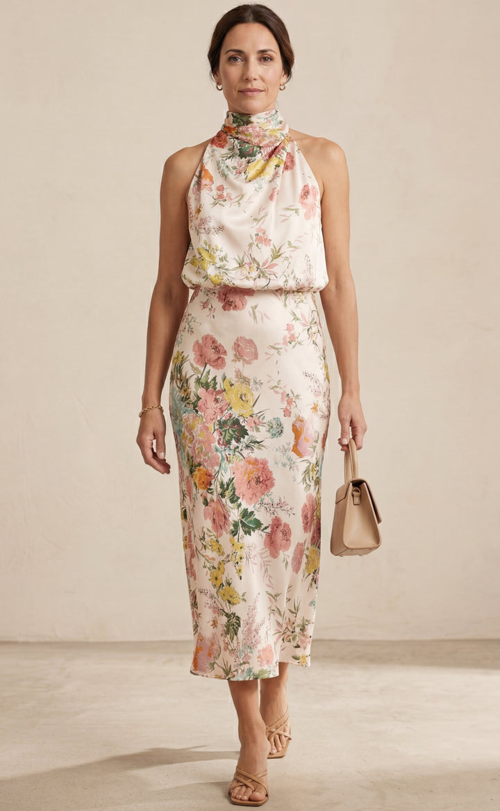 Lisa | Abito Maxi Halter Floreale