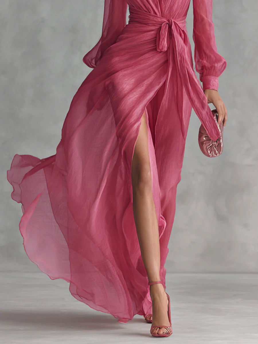 Beatrice | Abito Lungo Chiffon V-Neck