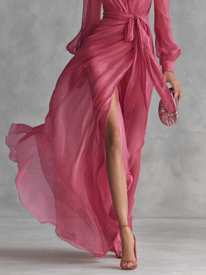 Beatrice | Abito Lungo Chiffon V-Neck