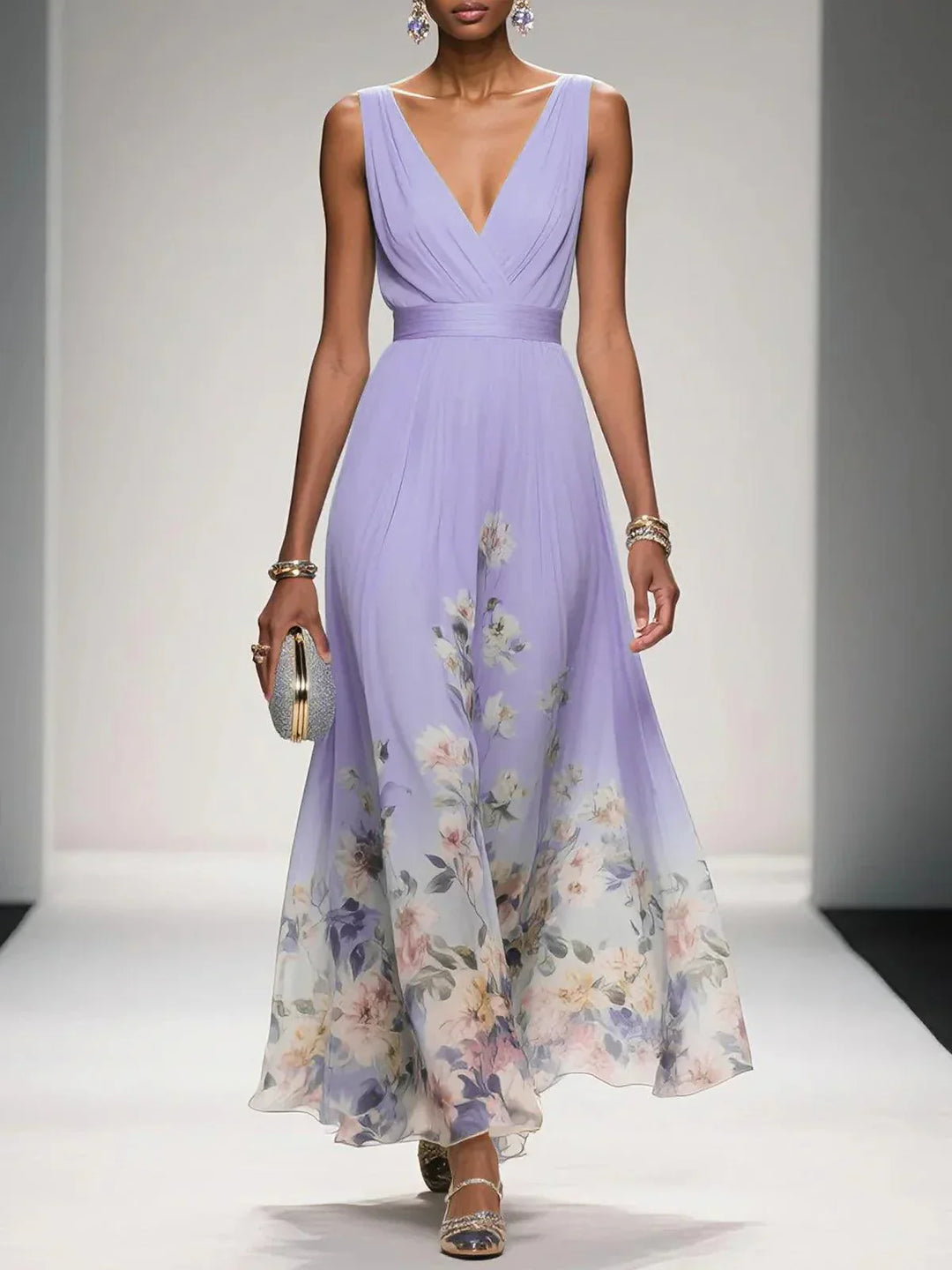 Rosa | Abito Maxi Chiffon Blu