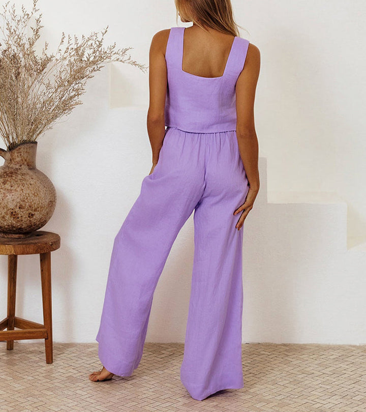 Megan - Completo Top Minimalista e Pantaloni Svasati