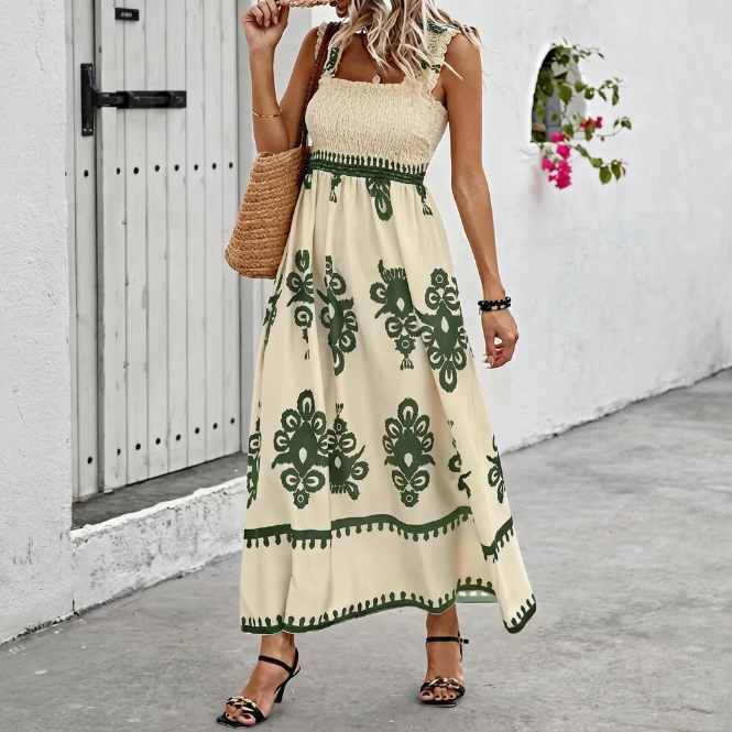 Alba | Maxi Abito Bohemien con Scollo Quadrato