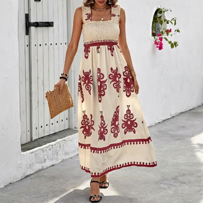 Alba | Maxi Abito Bohemien con Scollo Quadrato