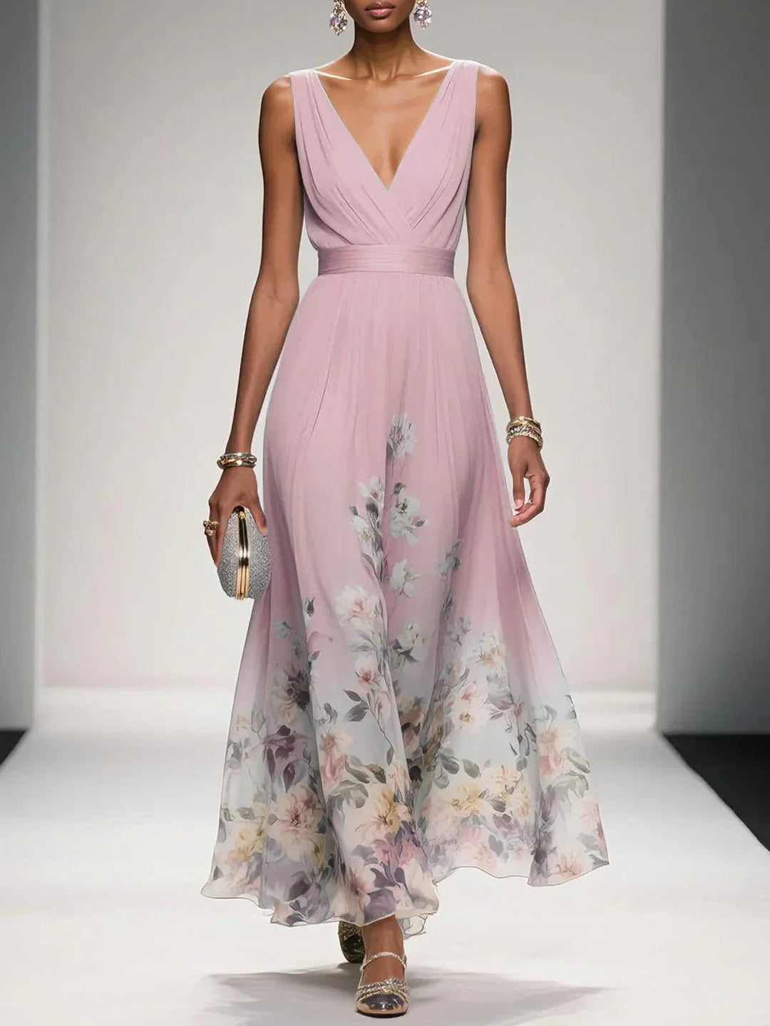 Rosa | Abito Maxi Chiffon Blu