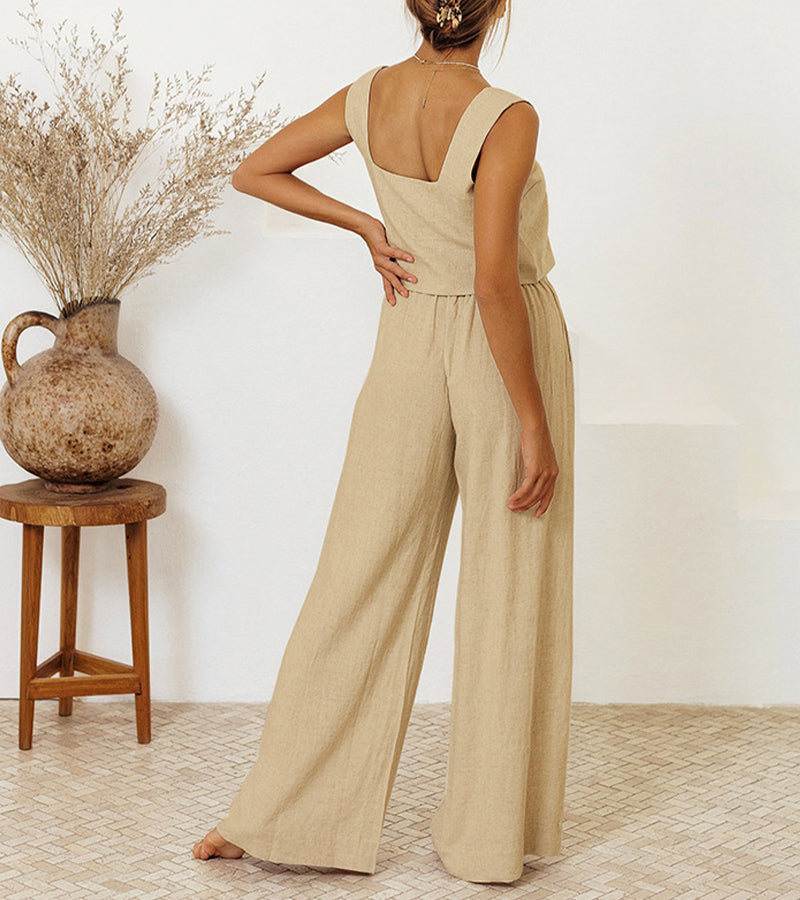Megan - Completo Top Minimalista e Pantaloni Svasati