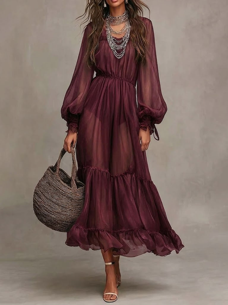 Gerda | Elegante Vestito Midi con Scollatura a V" can be rewritten as:

"Gerda | Raffinato Vestito Midi con Scollatura a V