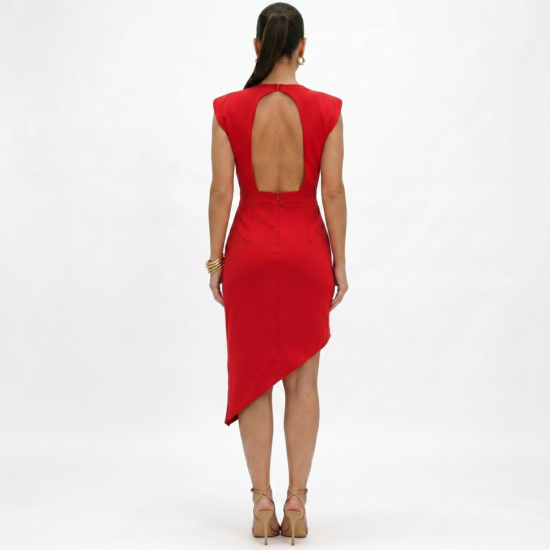 Aurora | Vestito Asimmetrico con Spalle Strutturate