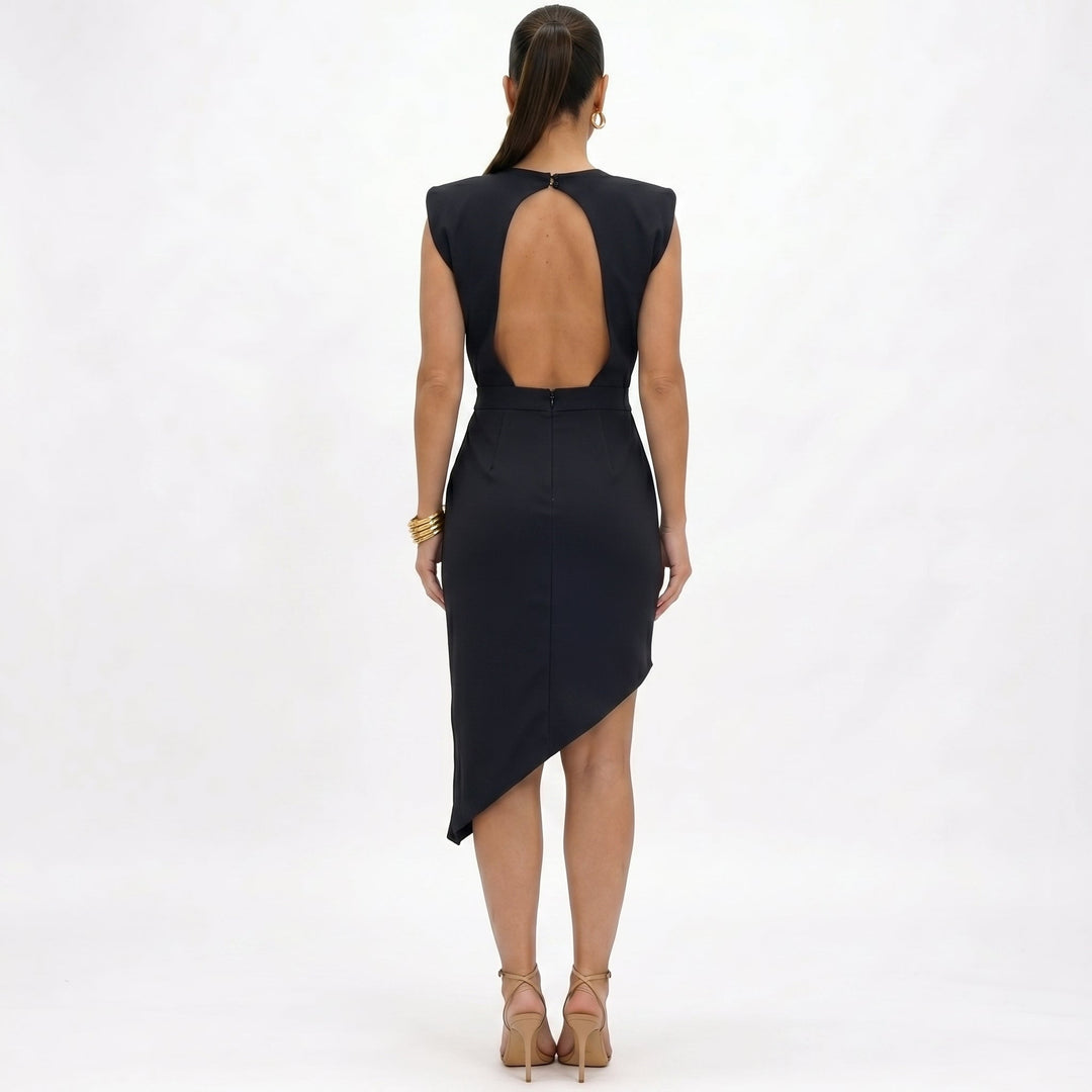 Aurora | Vestito Asimmetrico con Spalle Strutturate