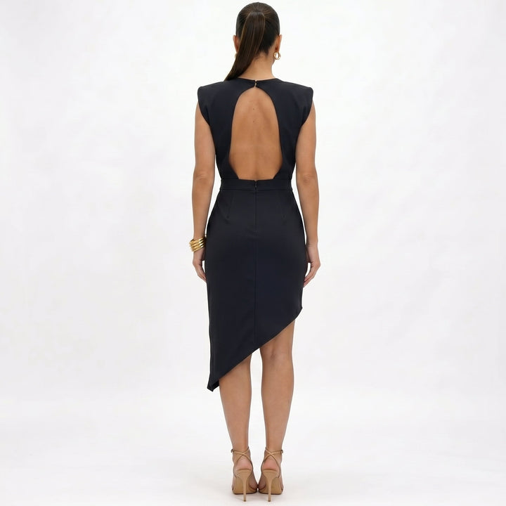 Aurora | Vestito Asimmetrico con Spalle Strutturate