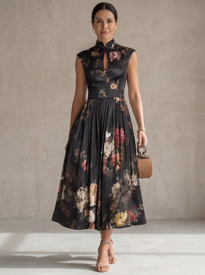 Patricia | Abito Midi Satin Nero