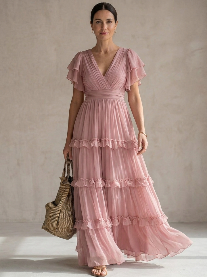 Zoe | Abito Maxi Rosa Chiaro