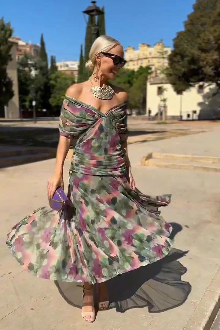 ANA | Elegante Maxi Vestito Plissettato