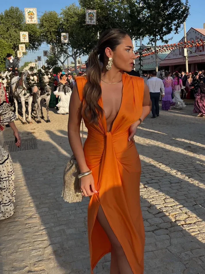 Valentina | Midi Abito Scollo Profondo