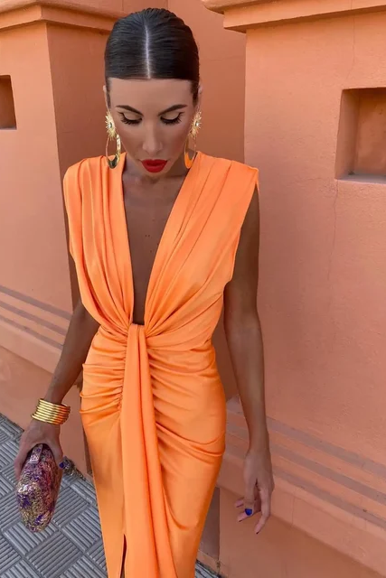 Valentina | Midi Abito Scollo Profondo