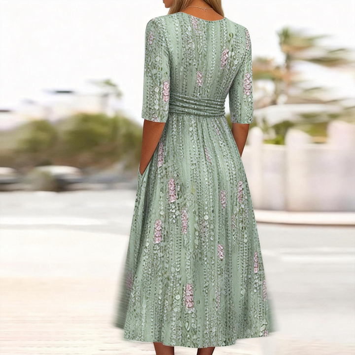 Celia | Elegante Vestito Midi con Scollatura a V