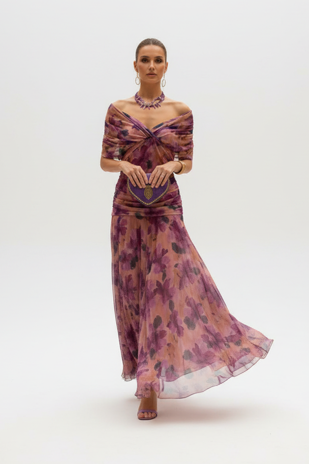 Maxi Abito Drappeggiato