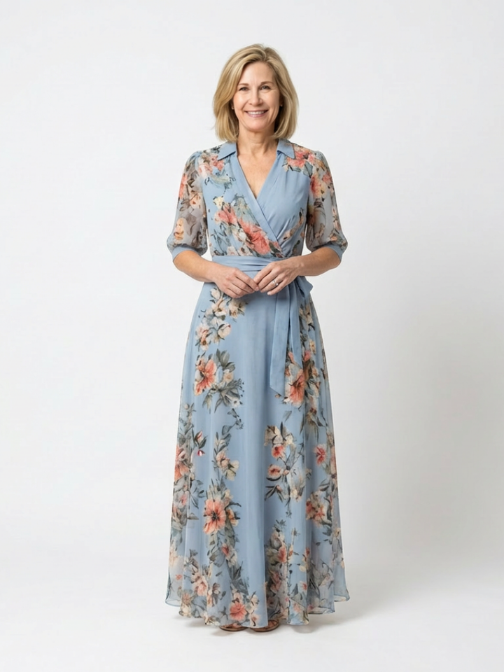 Elowen | Maxi Dress with V-Neck and Floral Print
