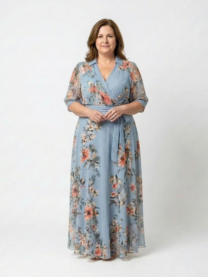 Elowen | Maxi Dress with V-Neck and Floral Print