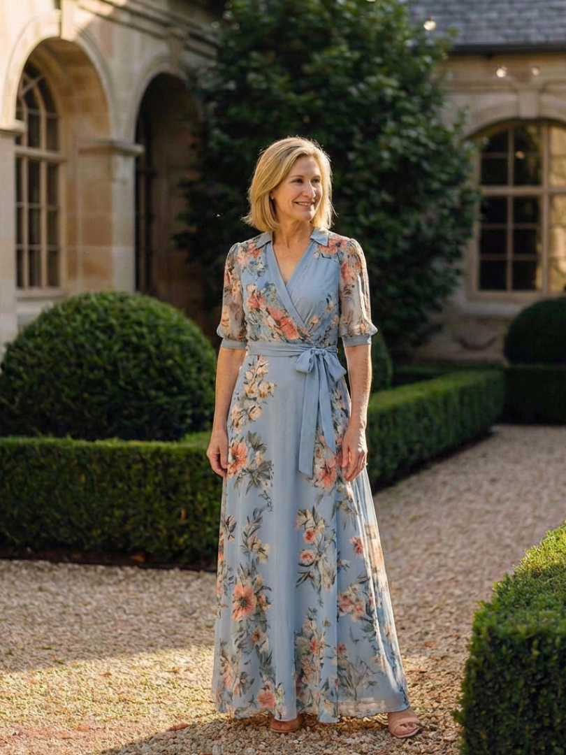 Elowen | Maxi Dress with V-Neck and Floral Print