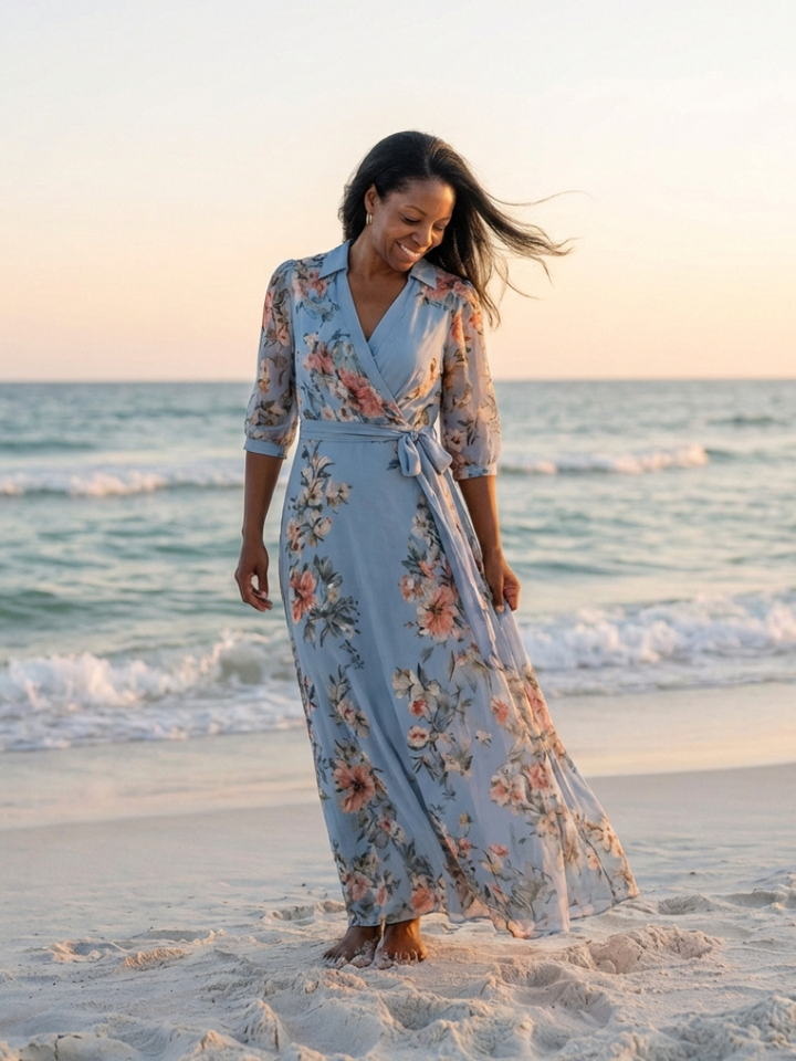 Elowen | Maxi Dress with V-Neck and Floral Print